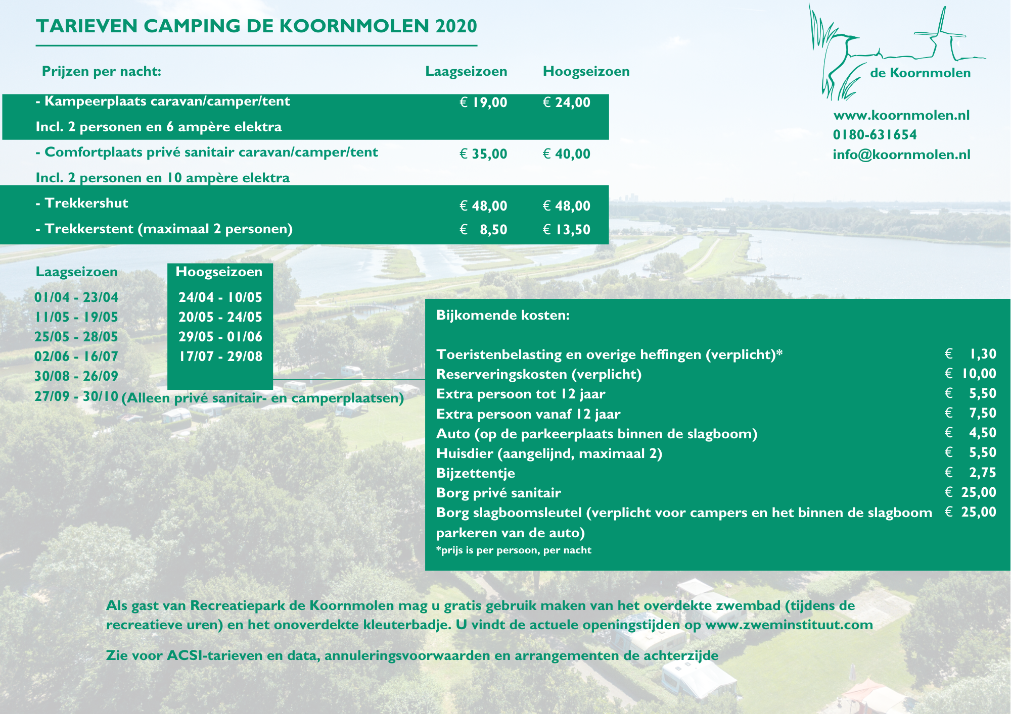 Toeristische tarieven 2020 Toeristische tarieven 2020